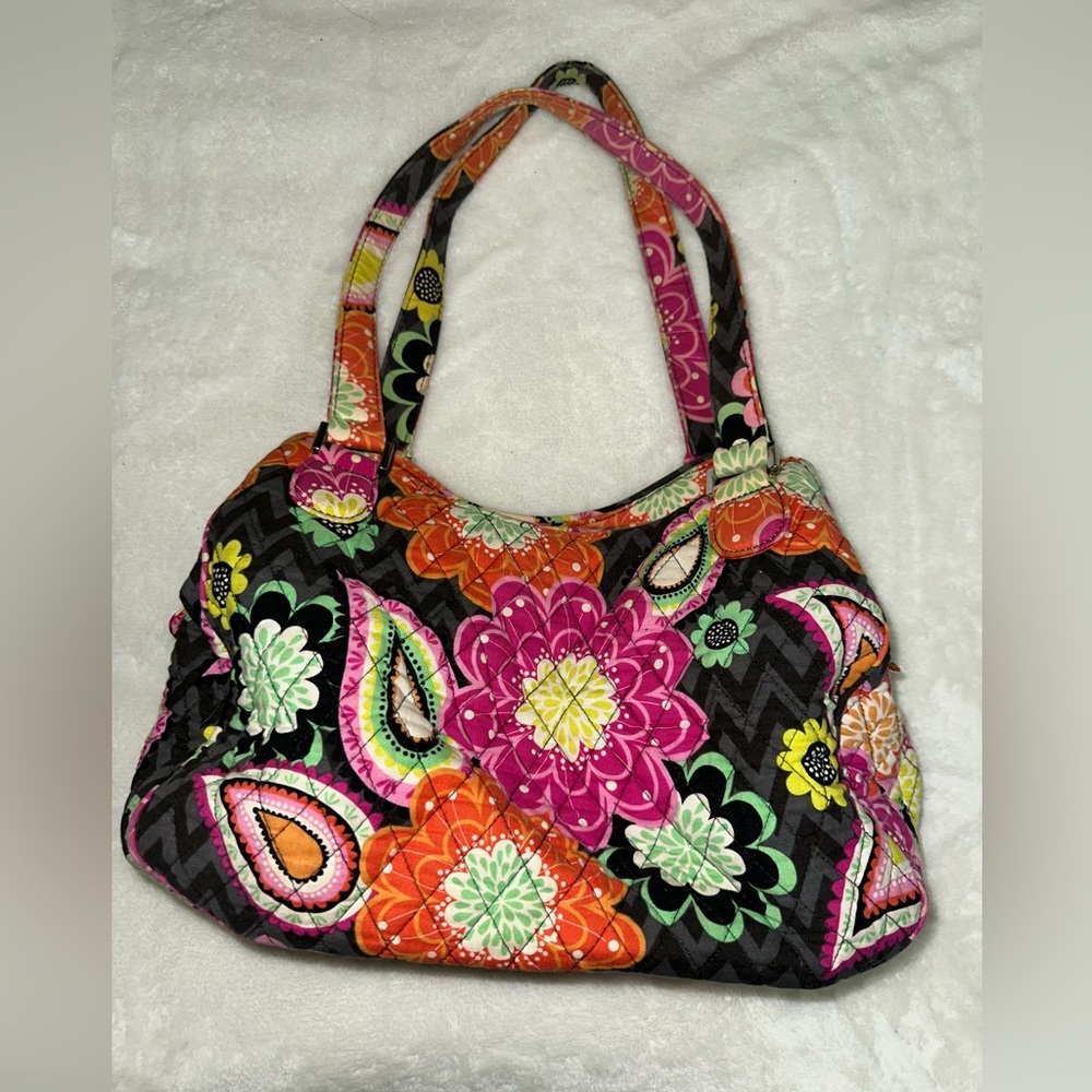 Vera Bradley Emily Triple Compartment Satchel in Ziggy Zinnia (EUC)
